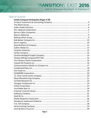 Table of Contents Family Company Participants (Pages 4-78) Al-Ayuni Investment & Contracting Company