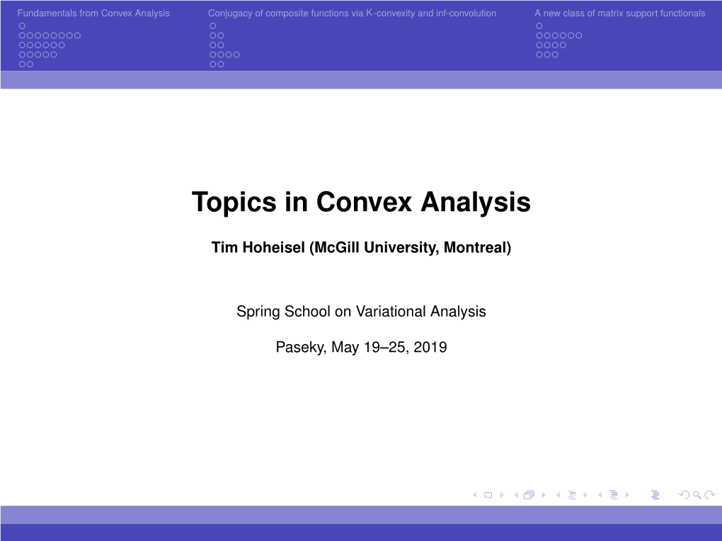 Topics in Convex Analysis