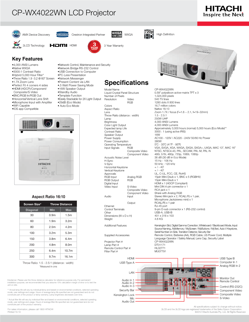 CP-WX4022WN LCD Projector