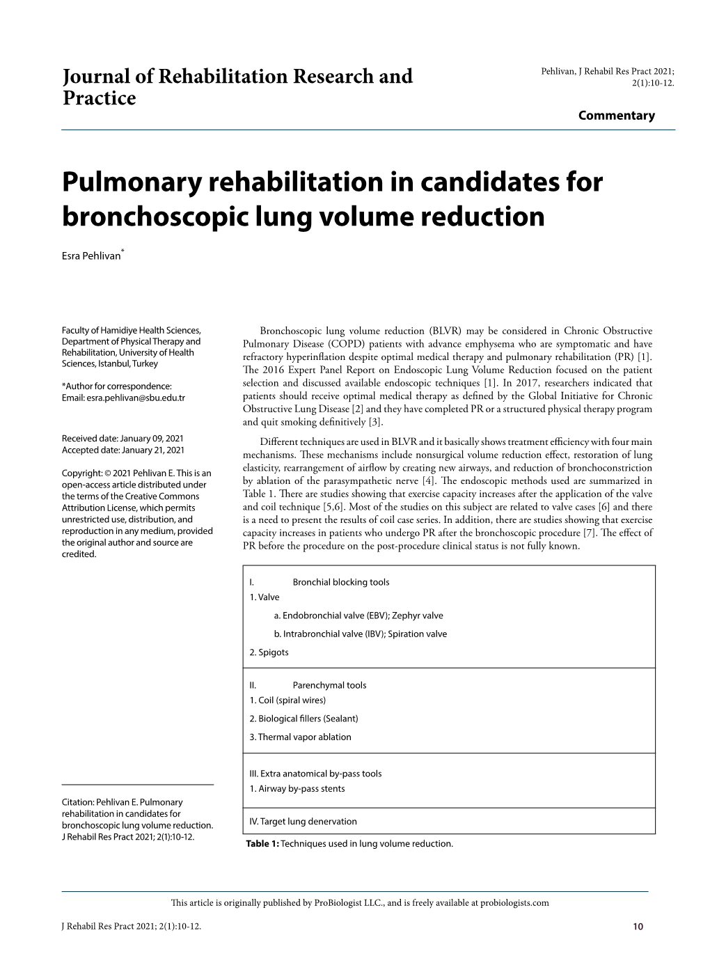 Pulmonary Rehabilitation in Candidates for Bronchoscopic Lung Volume Reduction