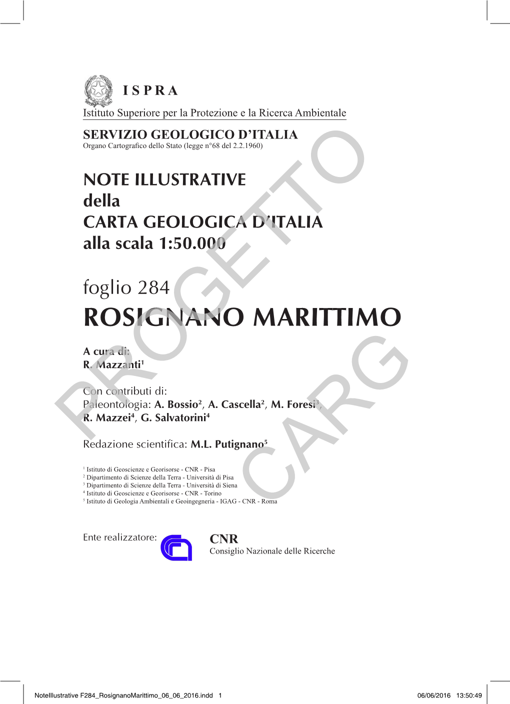 Progetto CARG Per Il Servizio Geologico D’Italia - ISPRA: F