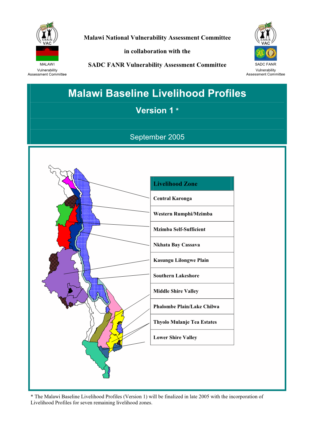 Malawi Baseline Livelihood Profiles