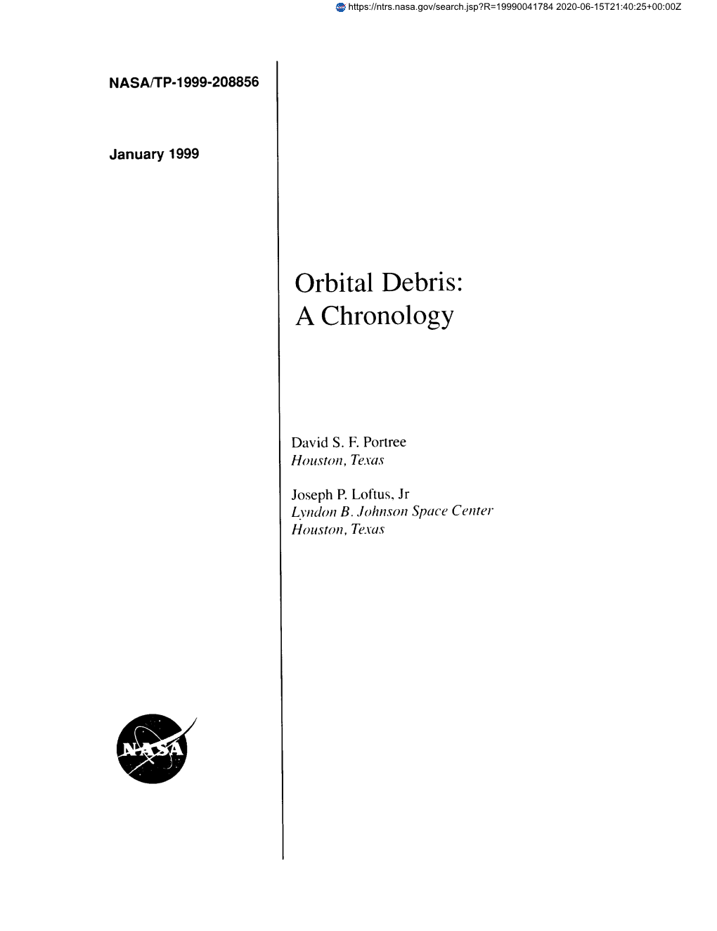 Orbital Debris: a Chronology