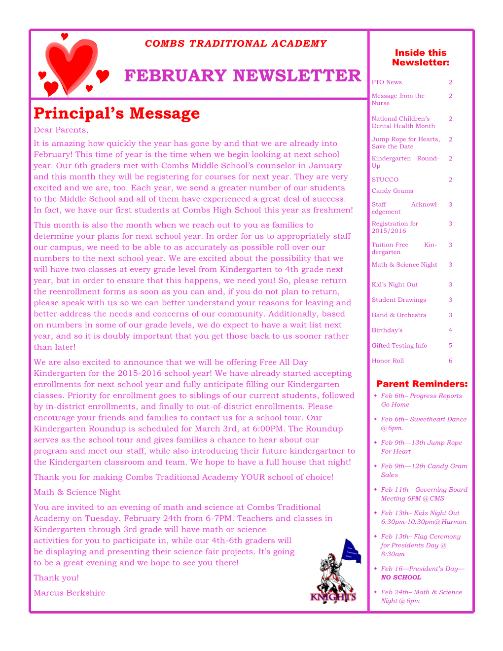 FEBRUARY NEWSLETTER PTO News 2