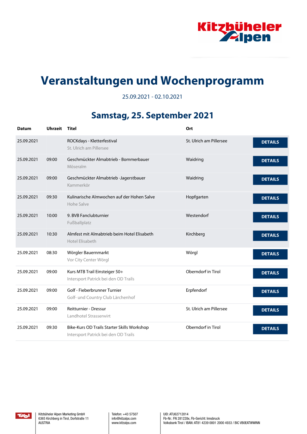 Veranstaltungen Und Wochenprogramm