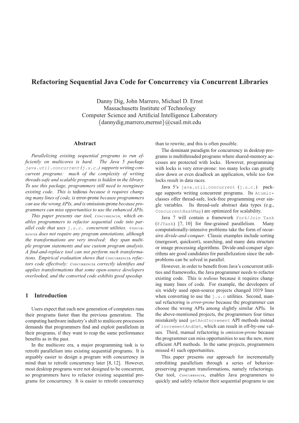 Refactoring Sequential Java Code for Concurrency Via Concurrent Libraries