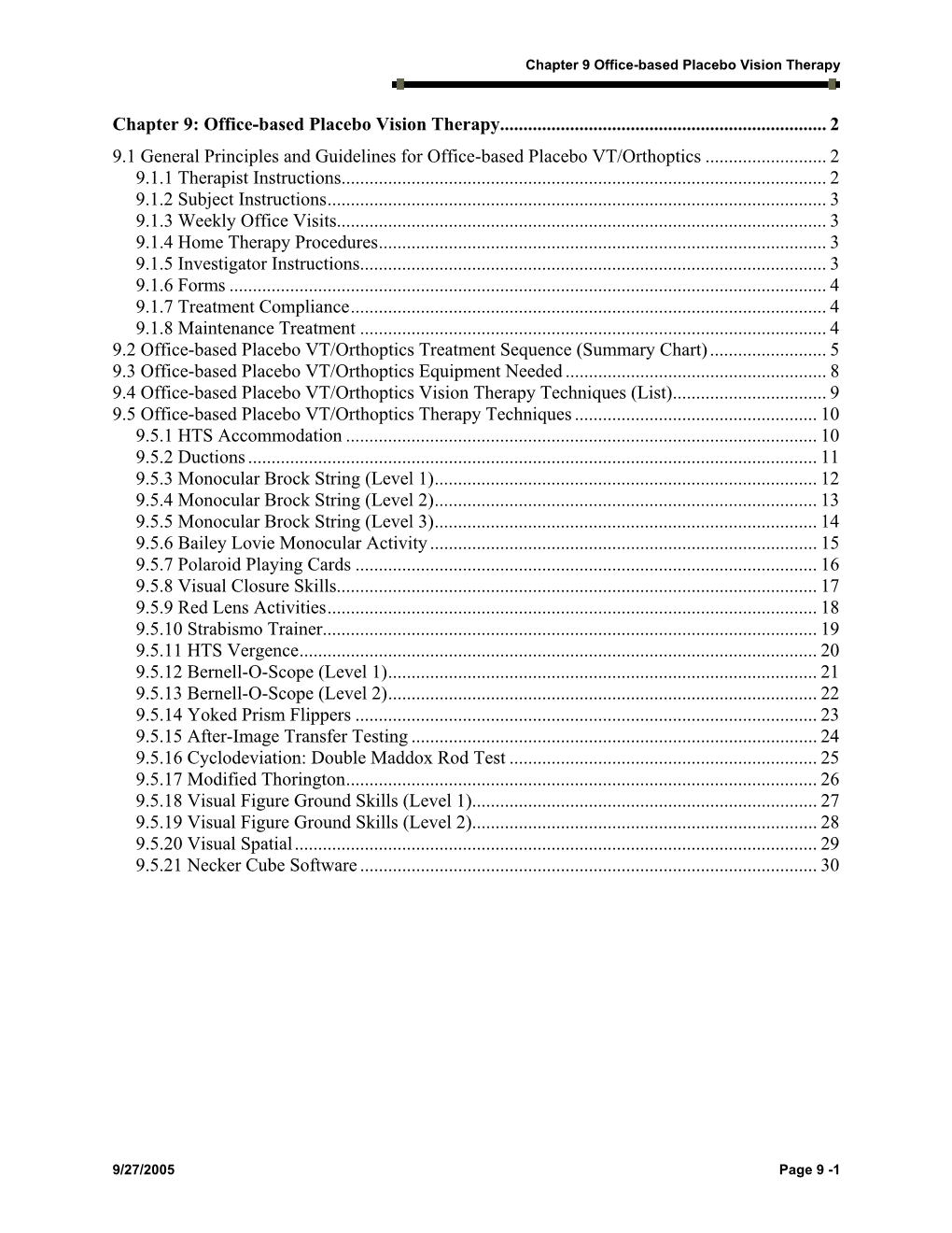 Chapter 9: Office-Based Placebo Vision Therapy