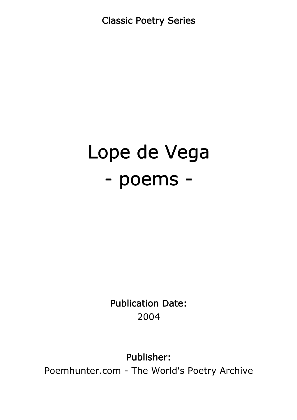 Lope De Vega - Poems