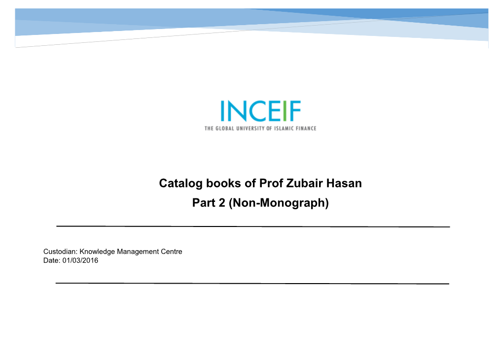 Catalog Books of Prof Zubair Hasan Part 2 (Non-Monograph)