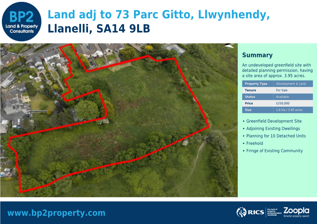 Land Adj to 73 Parc Gitto, Llwynhendy, Llanelli, SA14 9LB