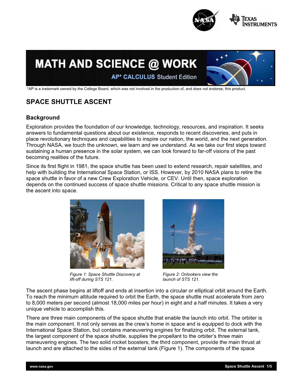 Space Shuttle Ascent Student Edition