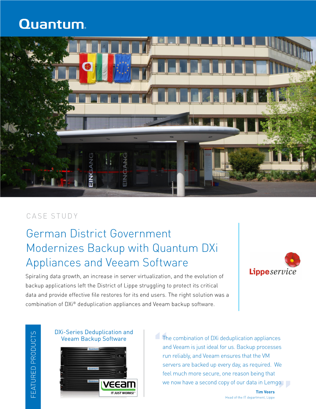 German District Government Modernizes Backup with Quantum Dxi Appliances and Veeam Software