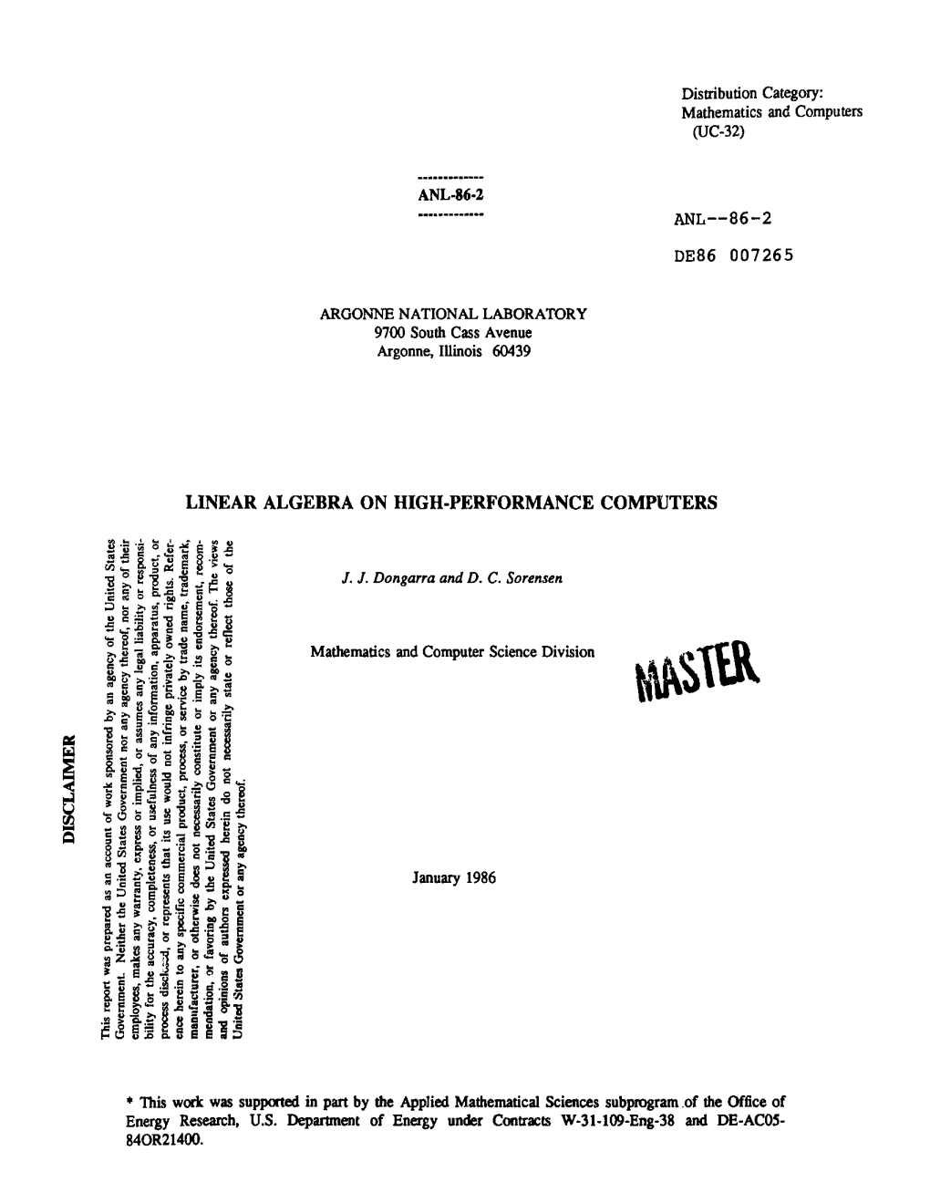 Linear Algebra on High-Performance Computers