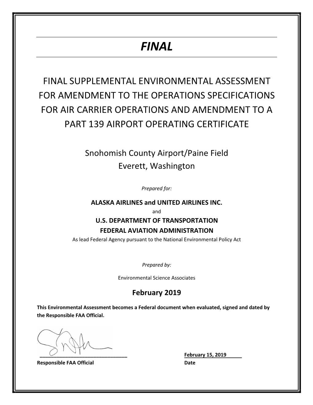 Final Supplemental Environmental Assessment