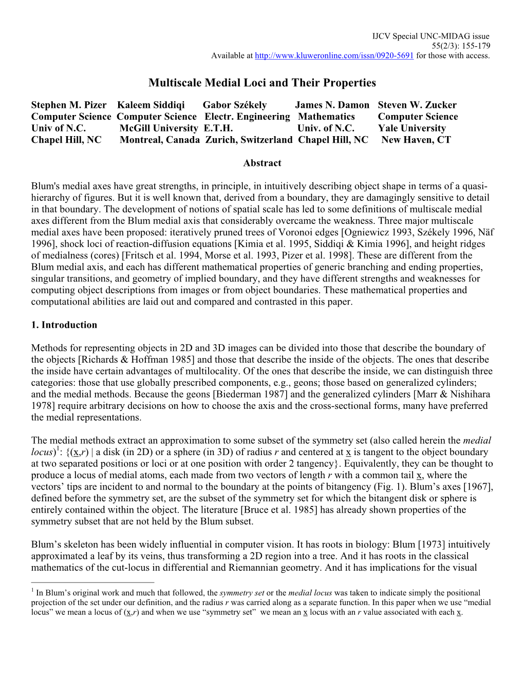 Multiscale Medial Loci and Their Properties