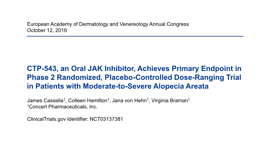 CTP-543, an Oral JAK Inhibitor, Achieves Primary Endpoint In