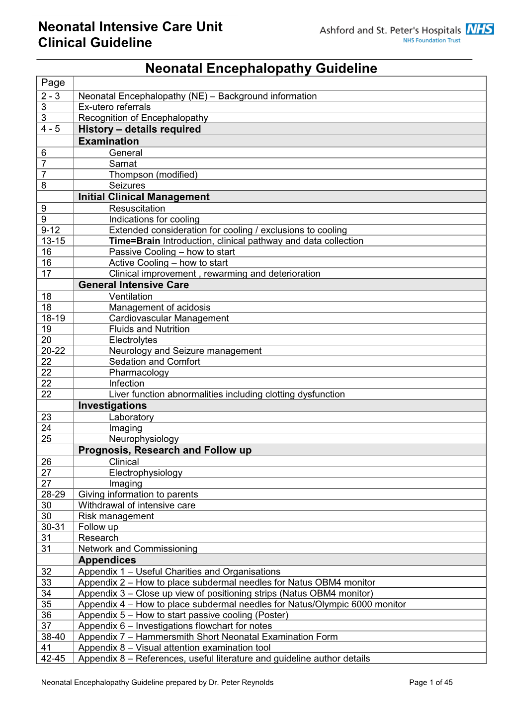 Neonatal Encephalopathy Guideline Mar 2015