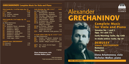 GRECHANINOV Complete Music for Viola and Piano