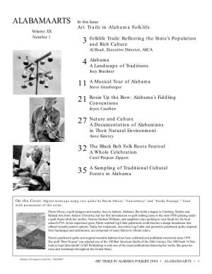 Folklife Volume XX Number 1 Folklife Trails: Reflecting the State’S Population 3 and Rich Culture Al Head, Executive Director, ASCA