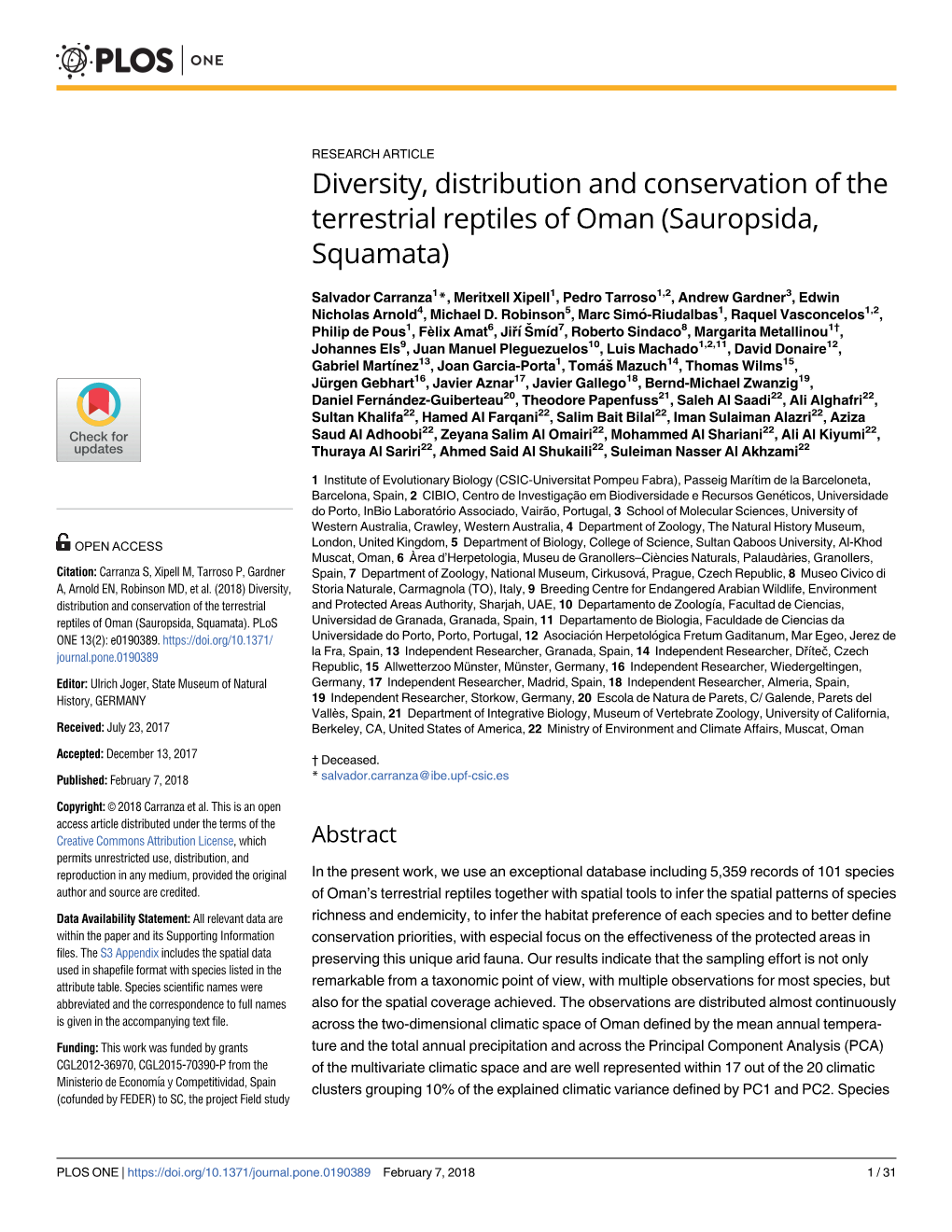 Diversity, Distribution and Conservation of the Terrestrial Reptiles of Oman (Sauropsida, Squamata)