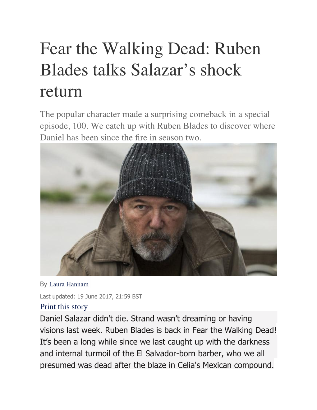 3] What Do You Think It Was About Salazar That Viewers Connected With? the Difference Always Was Salazar, That This Is His Second Apocalypse