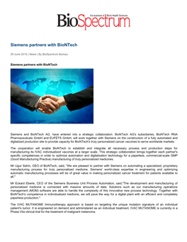 Siemens Partners with Biontech