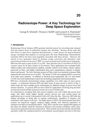 Radioisotope Power: a Key Technology for Deep Space Exploration