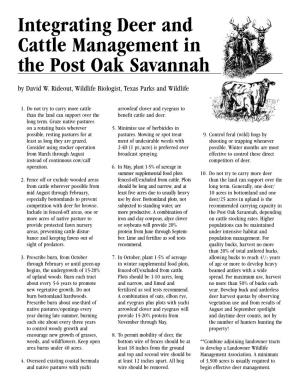 Integrating Deer and Cattle Management in the Post Oak Savannah by David W