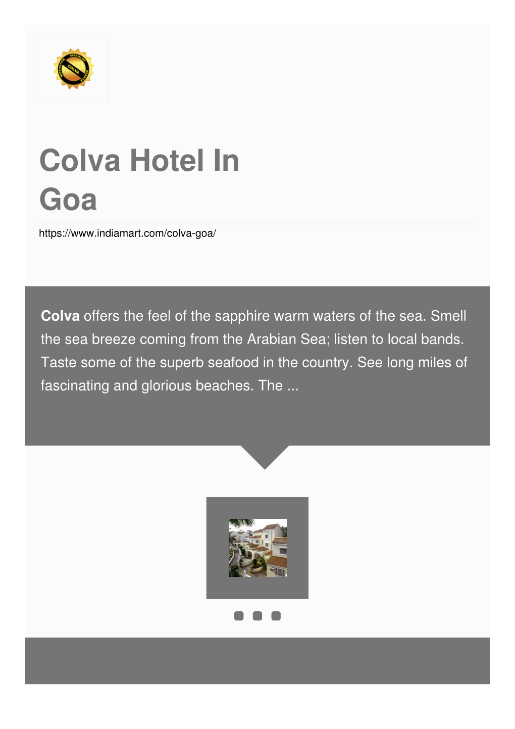 Colva Hotel in Goa