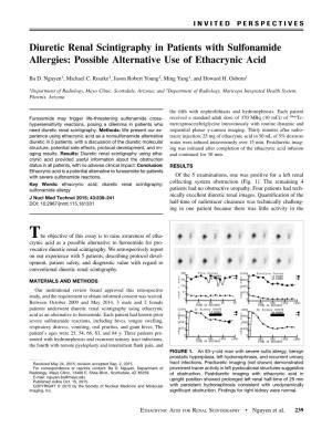 Diuretic Renal Scintigraphy in Patients with Sulfonamide Allergies: Possible Alternative Use of Ethacrynic Acid