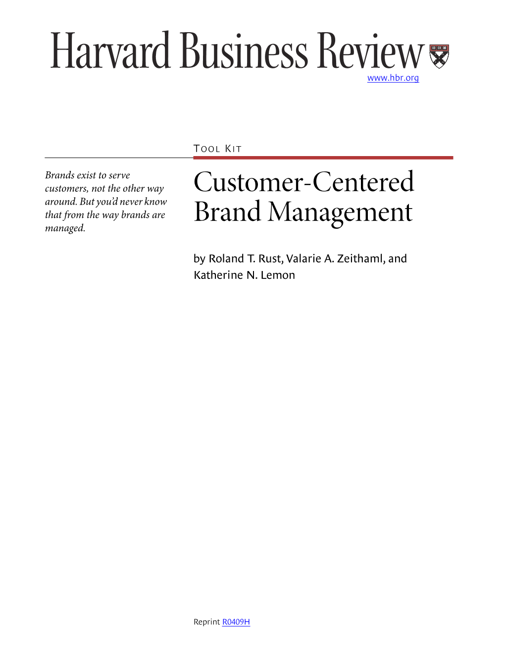 Customer-Centered Brand Management