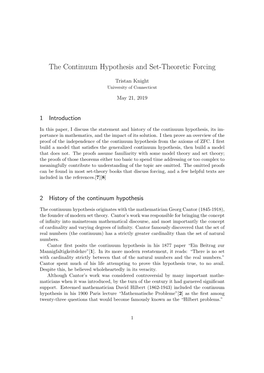 The Continuum Hypothesis and Set-Theoretic Forcing
