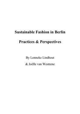Sustainable Fashion in Berlin Practices & Perspectives