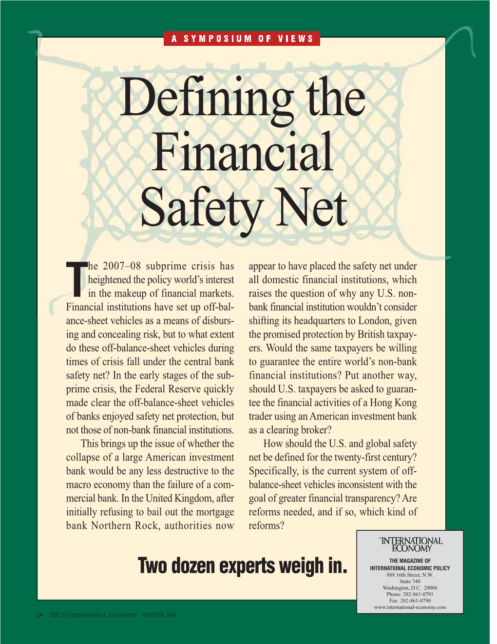Defining the Financial Safety Net