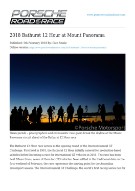 2018 Bathurst 12 Hour at Mount Panorama