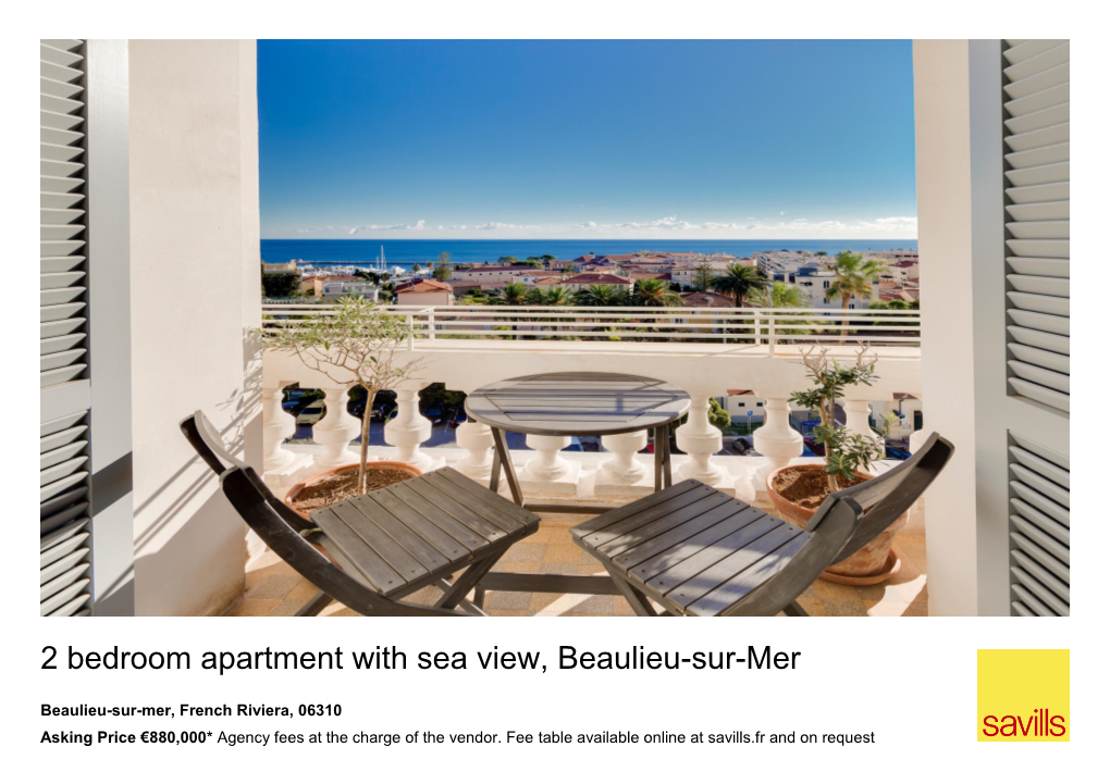 2 Bedroom Apartment with Sea View, Beaulieu-Sur-Mer