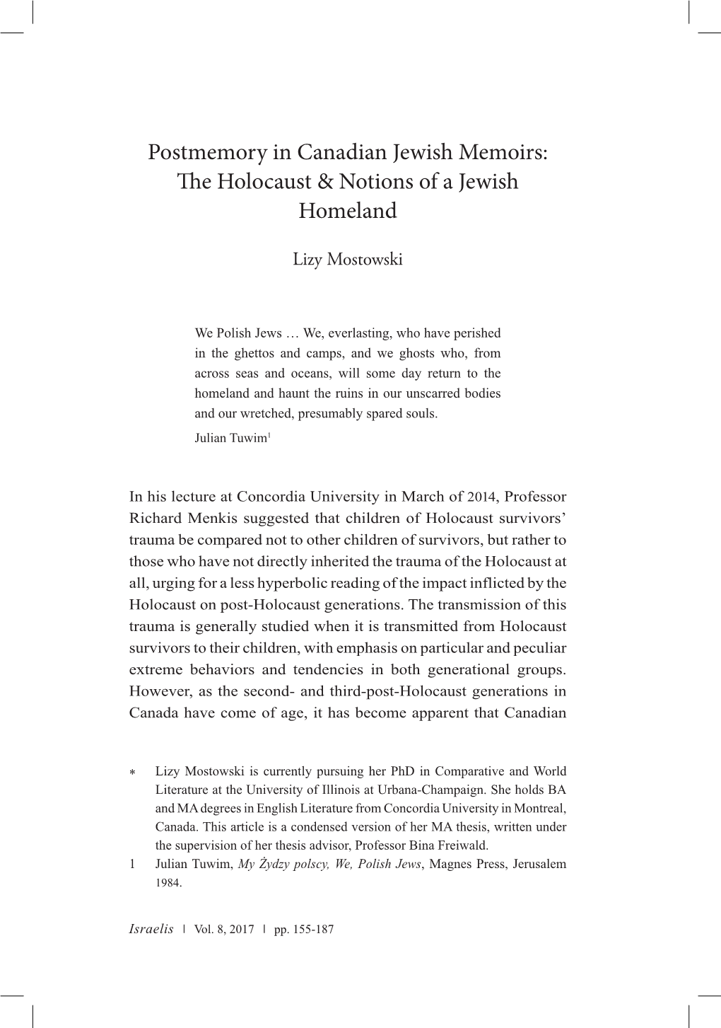 The Holocaust & Notions of a Jewish Homeland