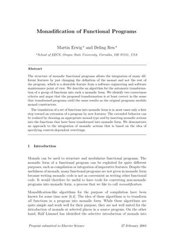 Monadification of Functional Programs