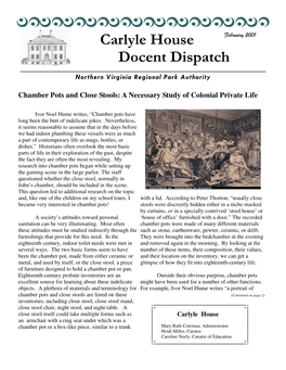Carlyle House Docent Dispatch