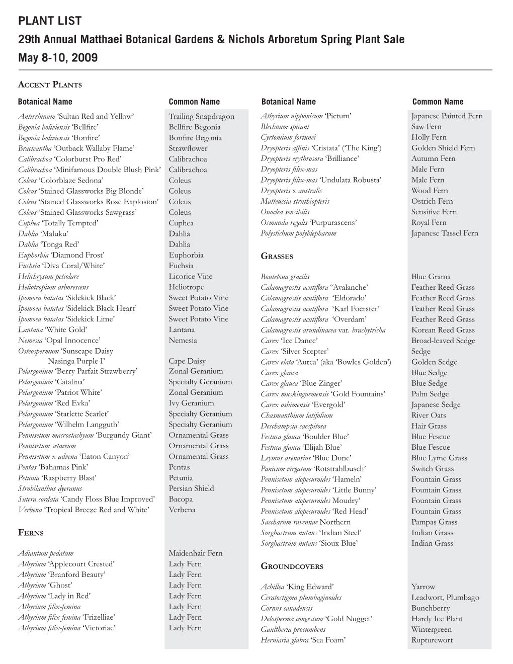 Plant Sale List 2.Indd