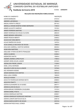 Inscrições Homologadas