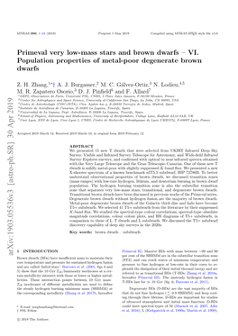 VI. Population Properties of Metal-Poor Degenerate Brown Dwarfs