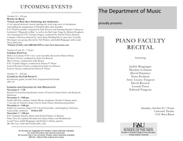PIANO FACULTY RECITAL the Department of Music
