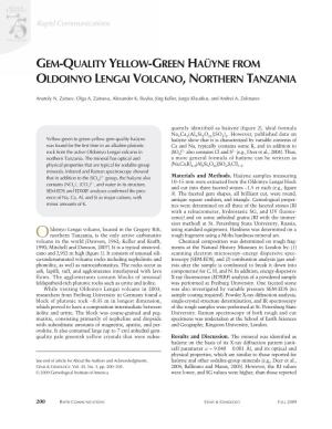 Gem-Quality Yellow-Green Haüyne from Oldoinyo Lengai Volcano, Northern Tanzania