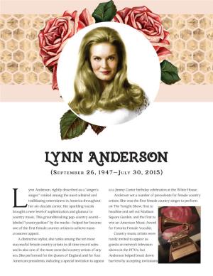 Lynn Anderson (September 26, 1947–July 30, 2015)