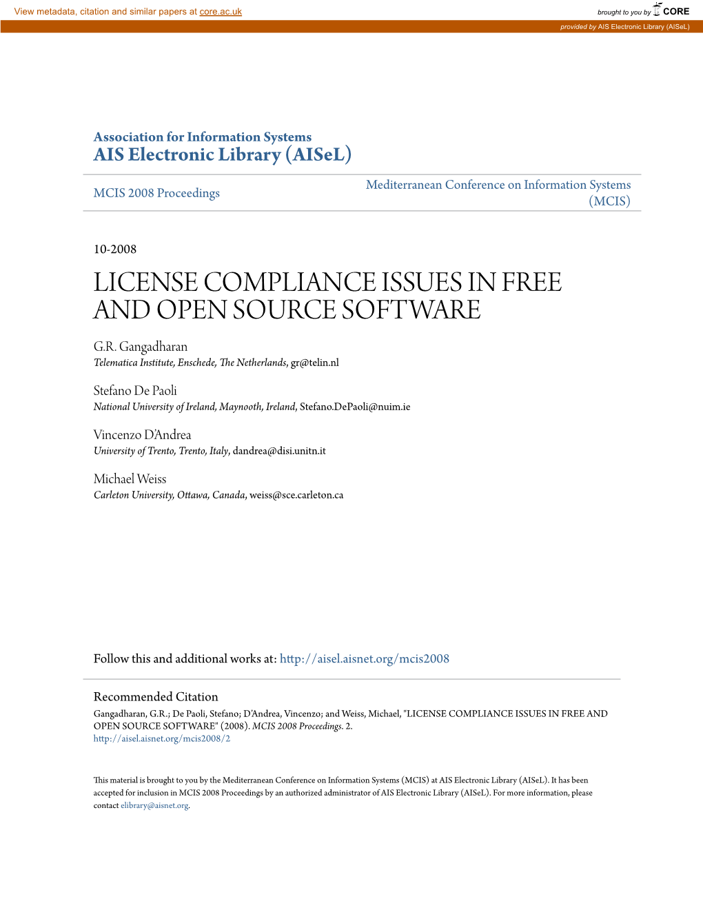 License Compliance Issues in Free and Open Source Software G.R