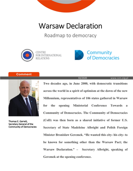Warsaw Declaration Roadmap to Democracy