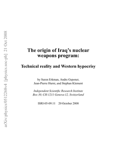 The Origin of Iraq's Nuclear Weapons Program