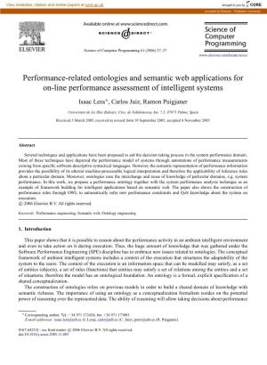 Performance-Related Ontologies and Semantic Web Applications