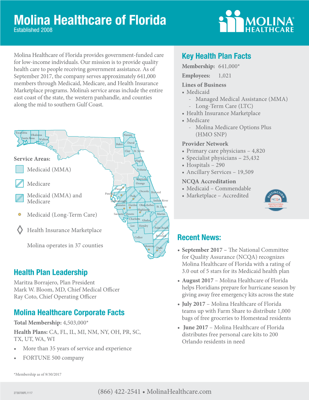 Molina Healthcare of Florida Established 2008